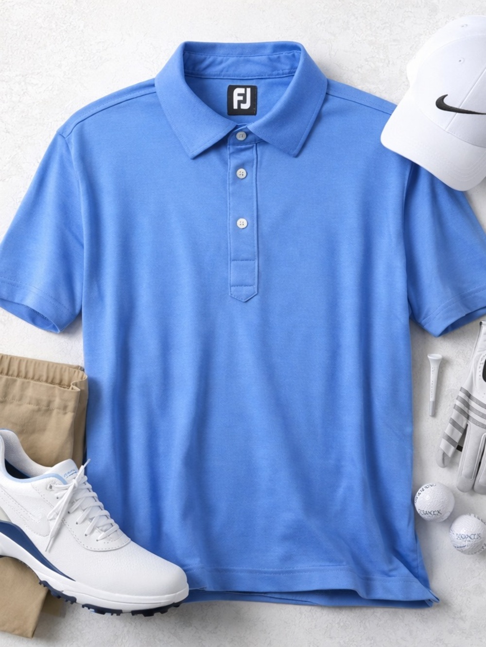 FootJoy Performance Golf Polo Men’s L Blue Stretch Moisture Wicking Athletic